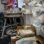 Julie Ayton working in her studio 2017